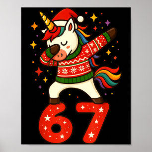 Unicorn 67 Meme Six Seven Funny Christmas  Poster
