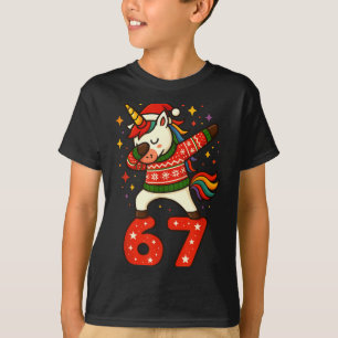 Unicorn 67 Meme Six Seven Funny Christmas  T-Shirt