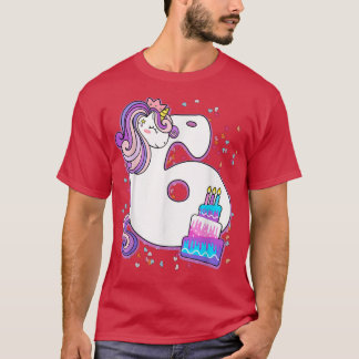 Unicorn 6th Birthday  Girls 6 Year Old Sith Birthd T-Shirt