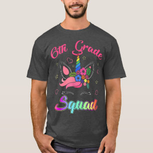 Unicorn 6th Grade Squad Teacher Student Team Back T-Shirt