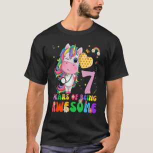 Unicorn 7th Birthday  7 Years Old Girls Princess P T-Shirt