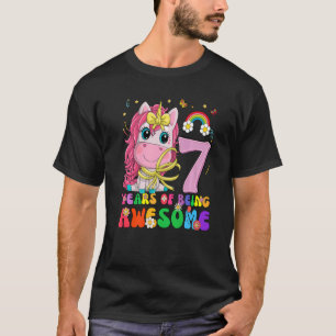Unicorn 7th Birthday  7 Years Old Girls Princess P T-Shirt