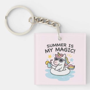 Unicorn acrylic lake "Summer is my magic! Keychain
