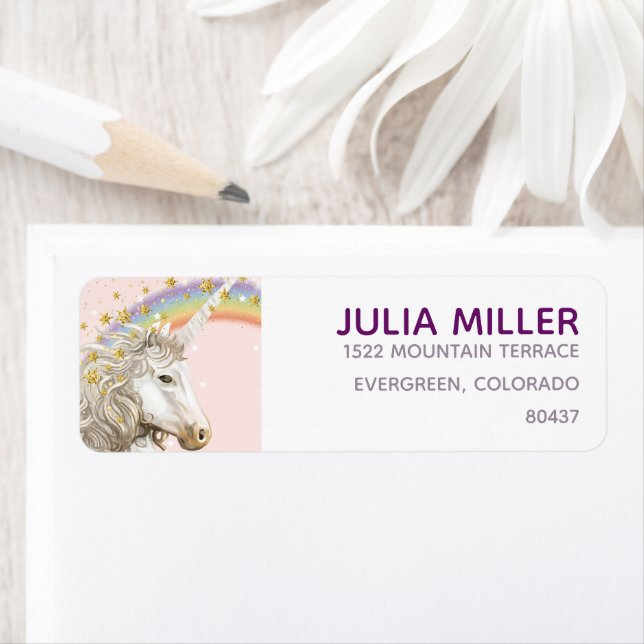 Unicorn Adresse d'anniversaire personnalisée (En situation)