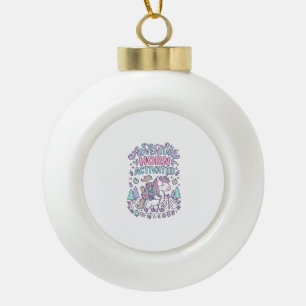 Unicorn Adventure Horn Activated Cute Pastel Graph Ceramic Ball Christmas Ornament