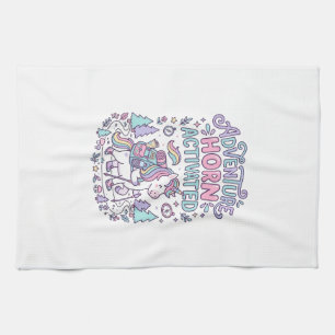 Unicorn Adventure Horn Activated Cute Pastel Graph Kitchen Towel