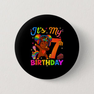 Unicorn Afro 7th Birthday Girl Natural Hair Afro A 2 Inch Round Button