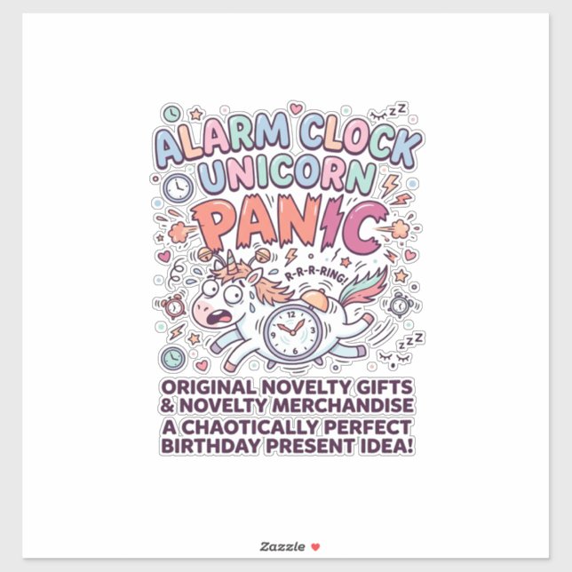 Unicorn Alarm Clock Unicorn Panic Bold Typography  (Sheet)