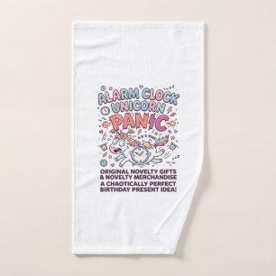 Unicorn Alarm Clock Unicorn Panic Bold Typography Hand Towel