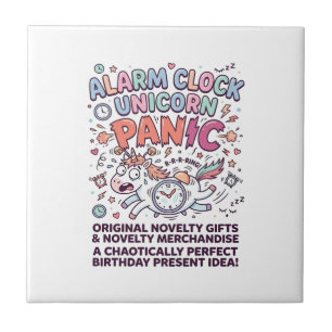 Unicorn Alarm Clock Unicorn Panic Bold Typography Tile