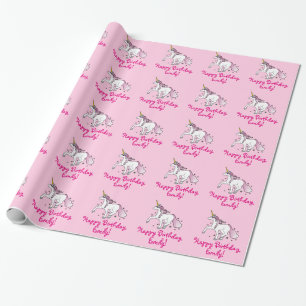 Unicorn Among the Stars Birthday Name Customizable Wrapping Paper