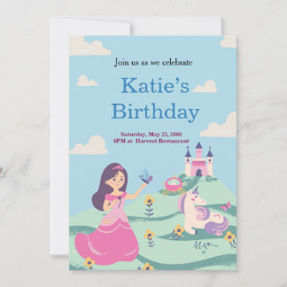 Unicorn and Beautiful Girl Card