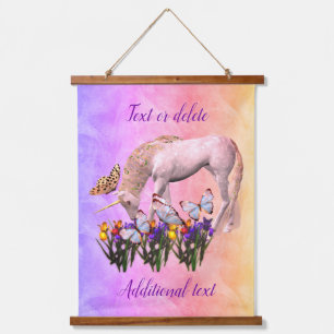 Unicorn And Butterflies Fantasy Personalized Hanging Tapestry