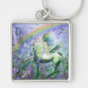 unicorn and butterflies keychain