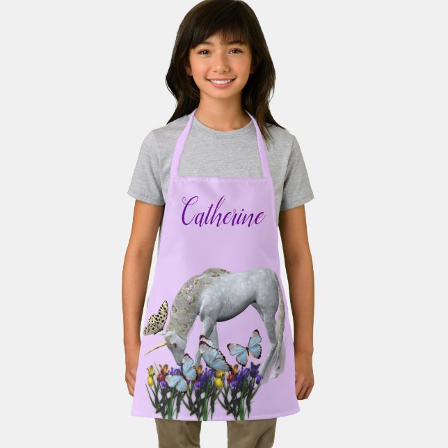 Unicorn And Butterflies Personalized Animal Apron (Insitu)