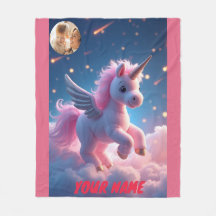unicorn and castle in pink personalized and photo