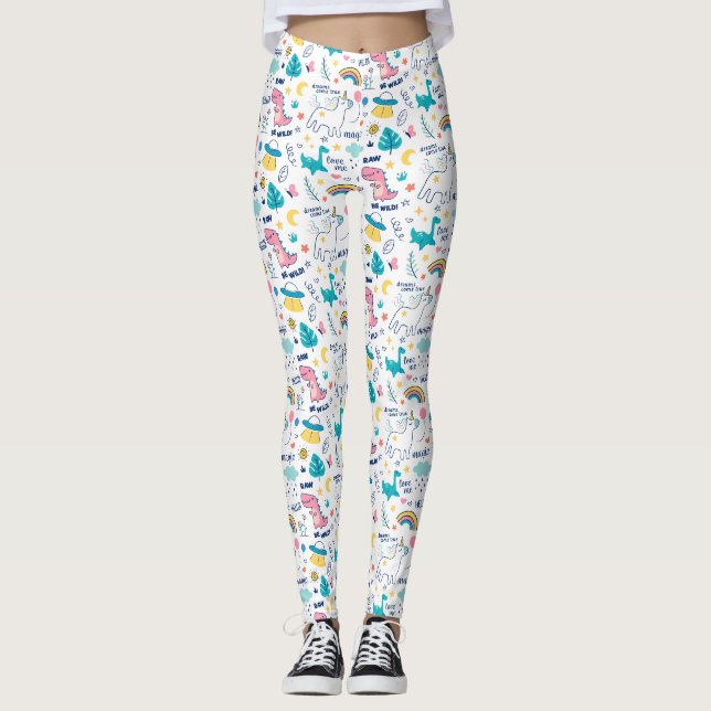 Unicorn And Dinosaur Leggings (Front)