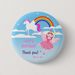 Unicorn and Fairy Magic Birthday Party 2 Inch Round Button
