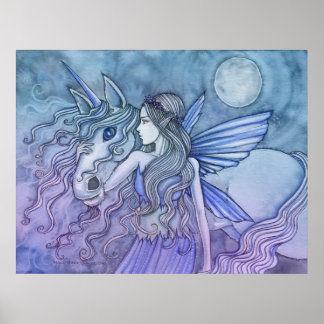 Unicorn and Fairy Poster by Molly Harrison