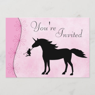 Unicorn and Fairy Silhouette Birthday Invitation