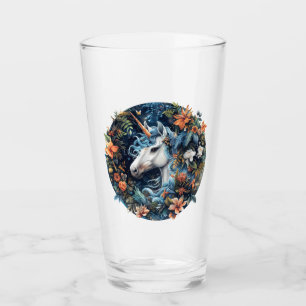 Unicorn and flowers fantasy design glass