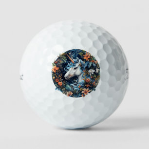 Unicorn and flowers fantasy design golf balls