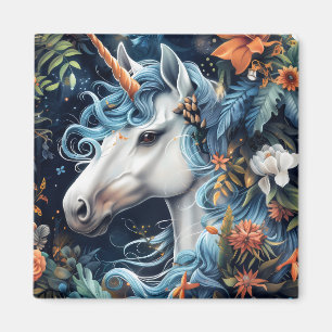 Unicorn and flowers fantasy design magnet