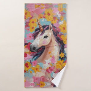 Unicorn and Flowers Towel for Girl