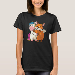 Unicorn And Fox Cute Animals For Women Animal Hugg T-Shirt