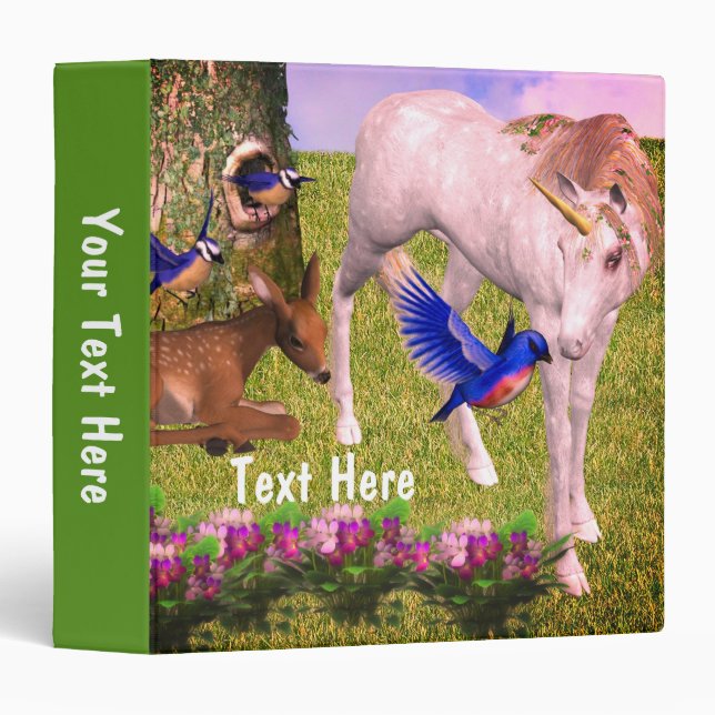 Unicorn And Friends Fantasy Art Personalized Binder (Front/Spine)