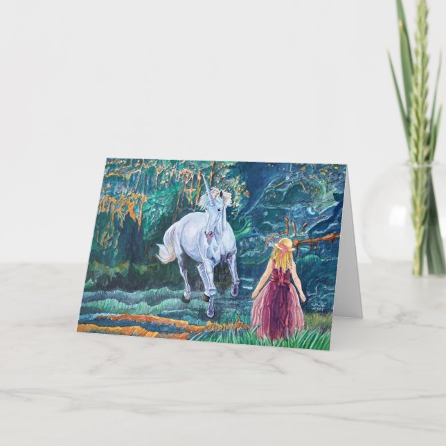 Unicorn and Girl Art Card (Front)