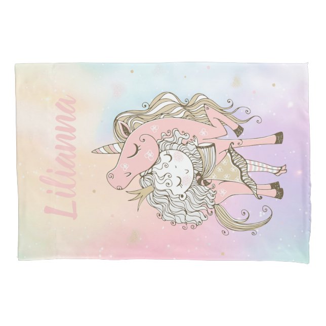 Unicorn and Girl  Pillowcase (Front)