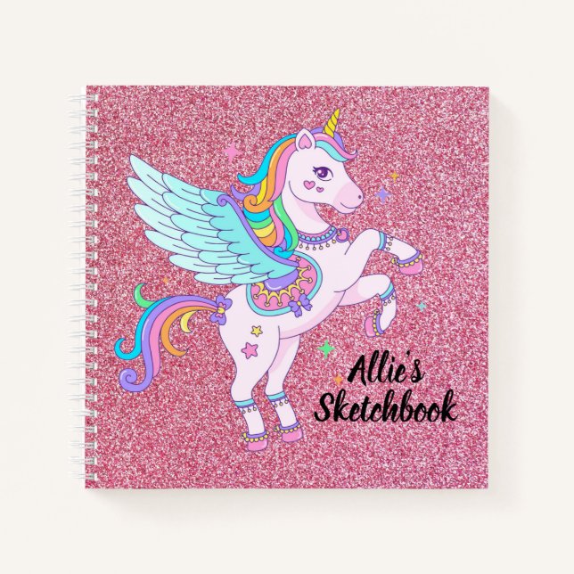 Unicorn and Glitter Sketchbook  Notebook (Front)