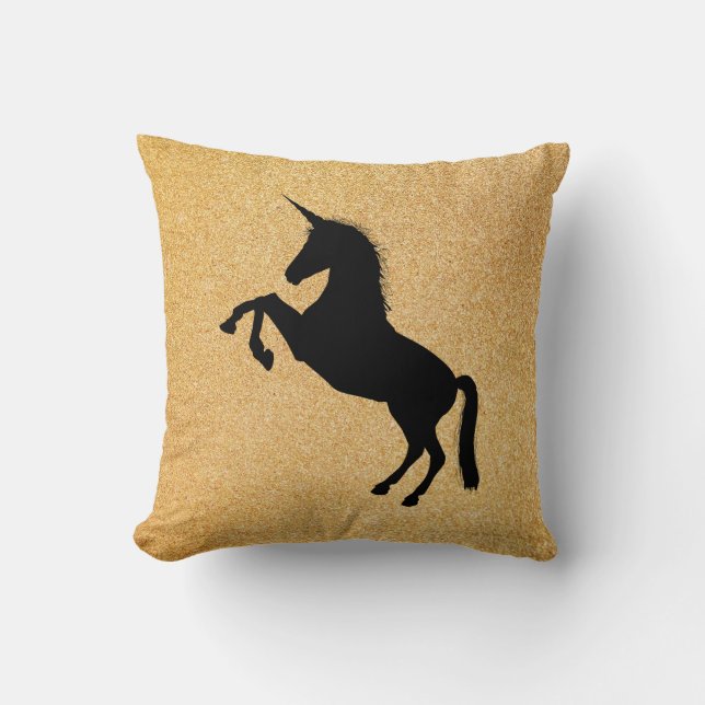 Unicorn And Glitter Throw Pillow (Front)
