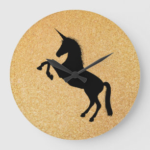 Unicorn And Gold Glitter Large Clock
