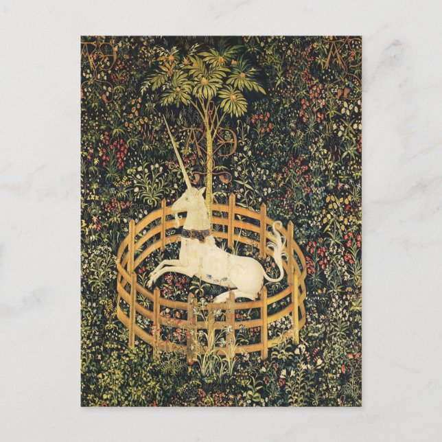 UNICORN AND GOTHIC FANTASY FLOWERS,FLORAL MOTIFS POSTCARD (Front)