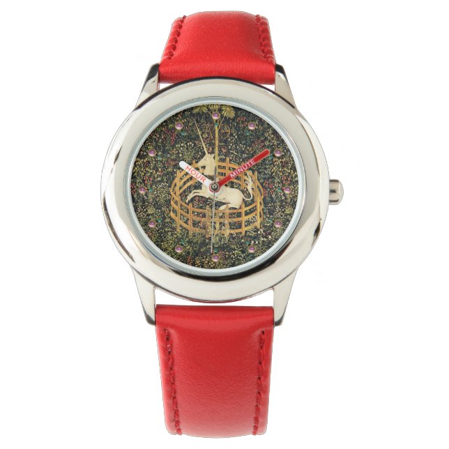 UNICORN AND GOTHIC FANTASY FLOWERS,FLORAL MOTIFS WATCH (Front)