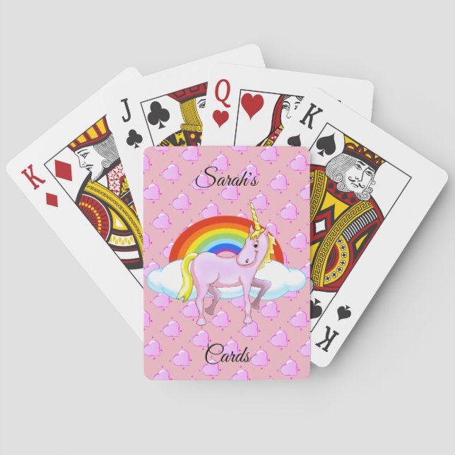 Unicorn and Hearts Playing Cards (Back)