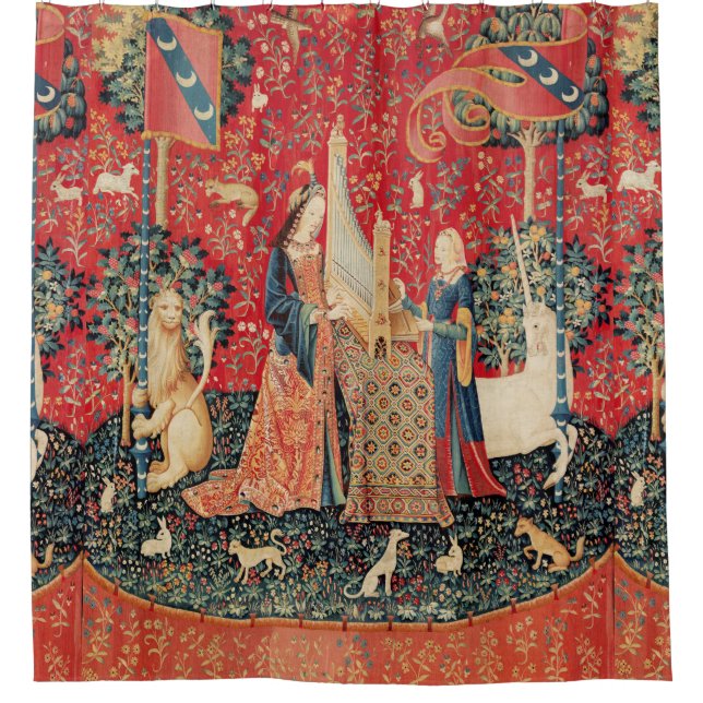 UNICORN AND LADY PLAYING ORGAN WITH ANIMALS (Front)