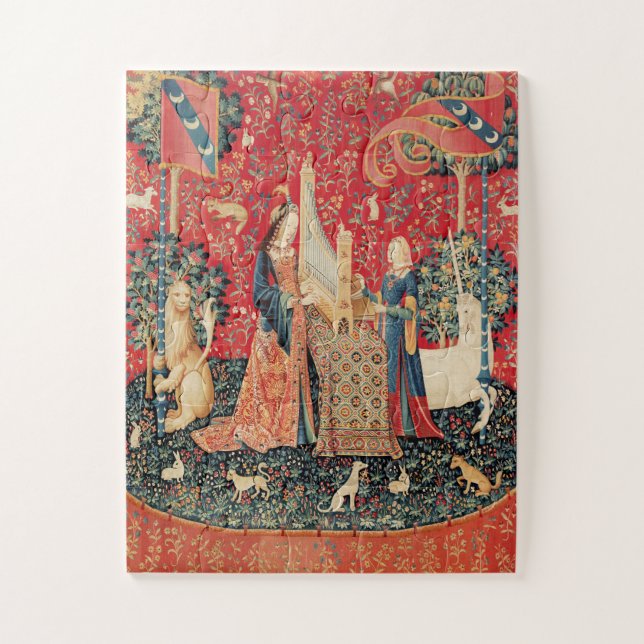 UNICORN AND LADY PLAYING ORGAN WITH ANIMALS JIGSAW PUZZLE (Vertical)