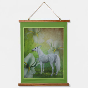 Unicorn And Lilies Fantasy Horse Art Hanging Tapestry