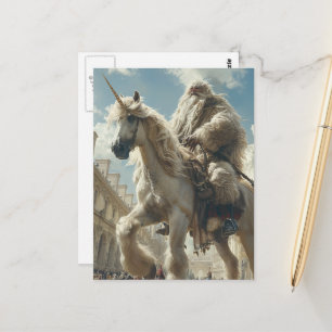 Unicorn and Man in the City Postcard