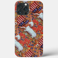 UNICORN AND MEDIEVAL FANTASY FLOWERS,FLORAL MOTIFS