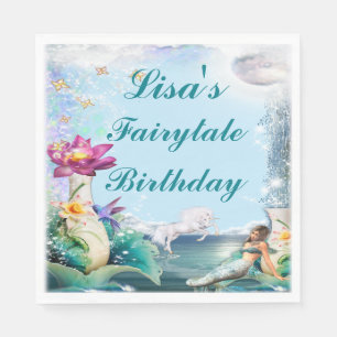 Unicorn And Mermaid Birthday Party Napkin