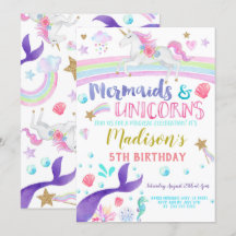 Unicorn and Mermaid invitation unicorns mermaids