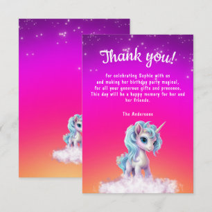 Unicorn and Pink Vibrant Star sky Thank You Card