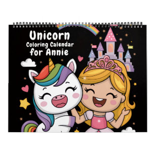 Unicorn and Princess Coloring Calendar