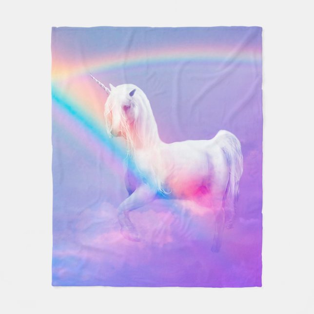 Unicorn and Rainbow Fleece Blanket (Front)