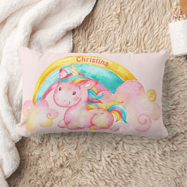 Unicorn and Rainbow Heart Lumbar Pillow (Blanket)