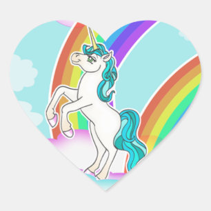 Unicorn and Rainbow Heart Stickers